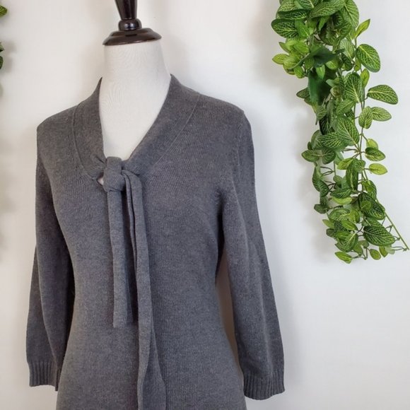 Banana Republic Gray Cotton Knit Tie Sweater Dress Size Small - Picture 5 of 8